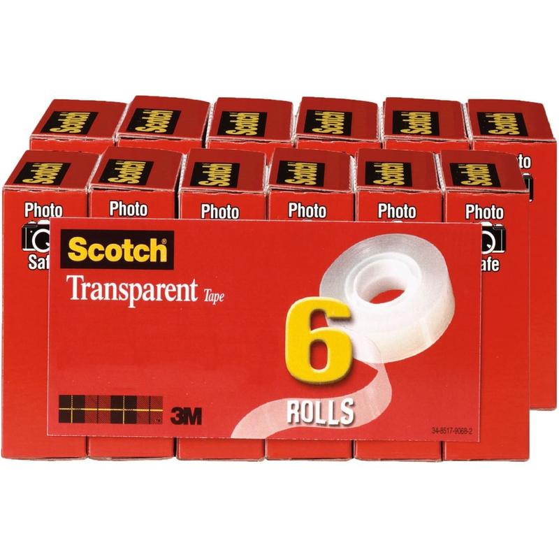 Scotch Transparent Tape, 0.75in x 108ft, Clear, Pack Of 12 Rolls MPN:6006PKBD