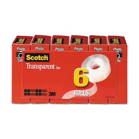 Office Tape, 83 1/3 ft, 3/4 in, 2.3 mil, PK6 MPN:600K6