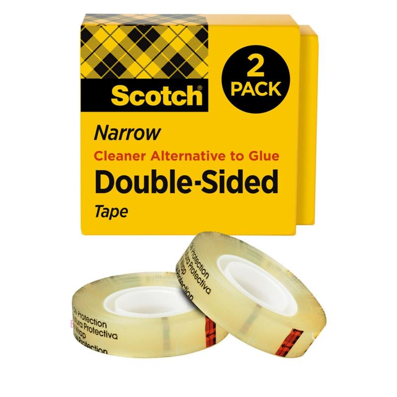 Scotch Double Sided Tape, Permanent, 2 Tape Rolls, 1/2 in x 1296 in, Home Office Supplies and School Supplies for College and Classrooms MPN:665-2P12-36