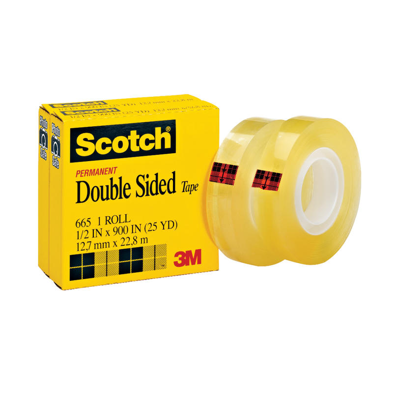 Scotch Double Sided Tape, 1/2 in x 900 in, 2 Tape Rolls, Back to School Supplies and College Essentials for Students and Teachers MPN:6652PK