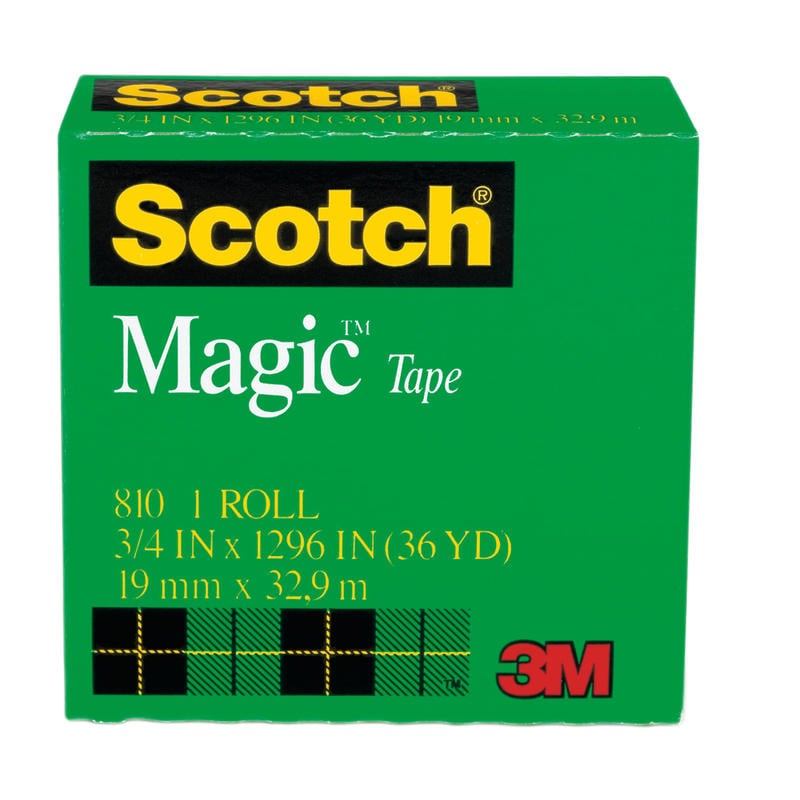 Scotch Magic Tape, Invisible, 1 Tape Roll, 3/4 in x 1296 in, Home Office Supplies and School Supplies for College and Classrooms MPN:810-3/4X1296