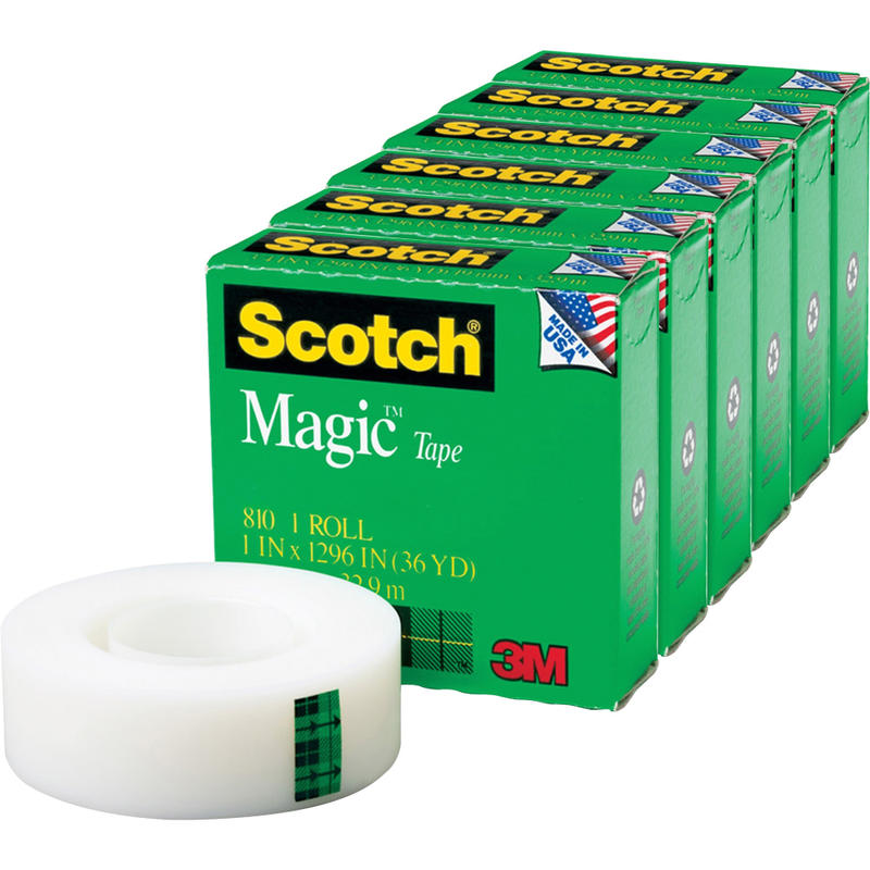 Scotch Magic Tape, 1in x 108ft, Clear, Pack Of 6 Rolls MPN:81011296PK