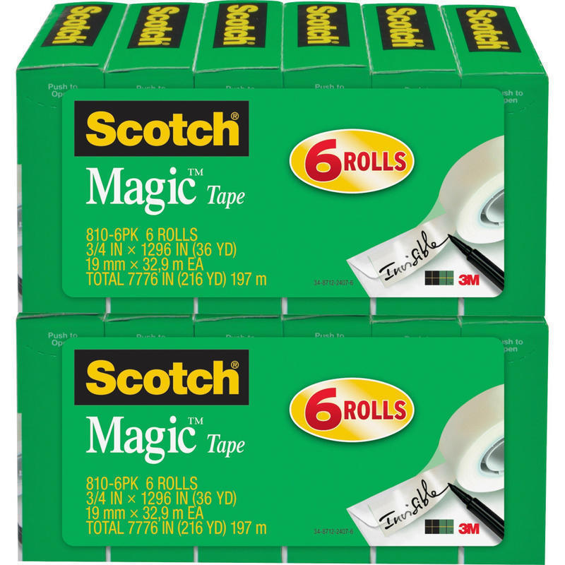 Scotch Magic Tape, 0.75in x 108ft, Clear, Pack Of 12 Rolls MPN:8106PKBD