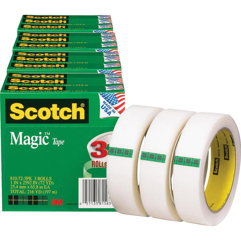 Scotch Magic Tape, 1in x 216ft, Matte Clear, Pack Of 12 Rolls MPN:810723PKBD