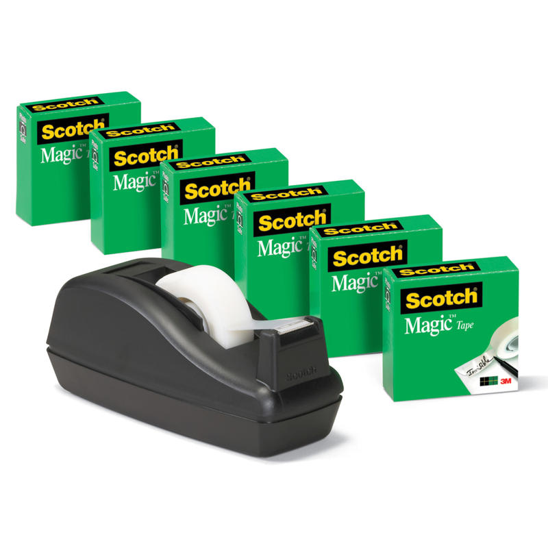 Scotch Magic Tape With Deluxe Dispenser, 3/4in x 1, 000in, Clear, Pack Of 6 Rolls MPN:810C40BK