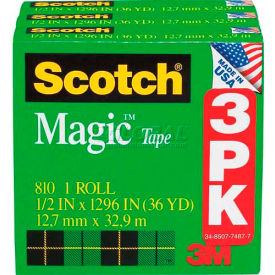Scotch Magic Tape 810H3 1/2 in x 1296 in 3 Rolls/Pack 810H3**** - Pkg Qty 36
