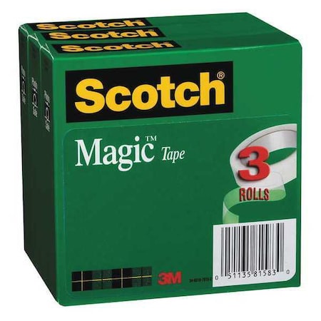 Office Tape, 83 1/3 ft, 3/4 in, 2.3 mil, PK3 MPN:810K3