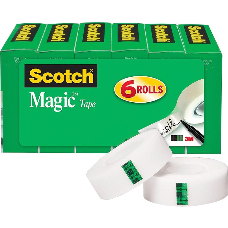Scotch Magic Tape, 0.75in x 83.34ft, Transparent, Pack Of 6 Rolls MPN:810K6
