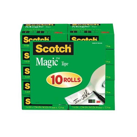 Office Tape, 810, 3/4 in x 83 ft, Transparent, Matte, 10 PK MPN:810P10K