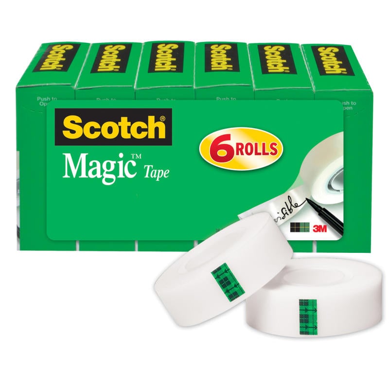 Scotch Magic Tape, Invisible, 6 Tape Rolls, 3/4 in x 800 in, Home Office Supplies and School Supplies for College and Classrooms MPN:810S62B