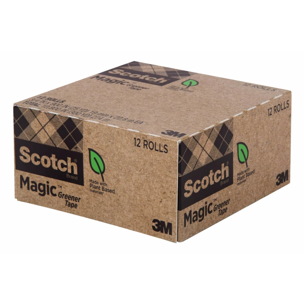 Scotch Greener Magic Tape, Invisible, 12 Tape Rolls, 3/4 in x 900 in, 81212CP MPN:812-12-CP