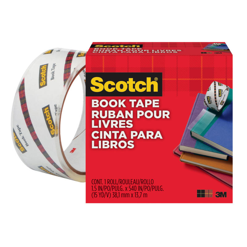 Scotch Book Tape, 1-1/2 in x 540 in, 1 Tape Roll, Clear, Home Office and School Supplies MPN:845