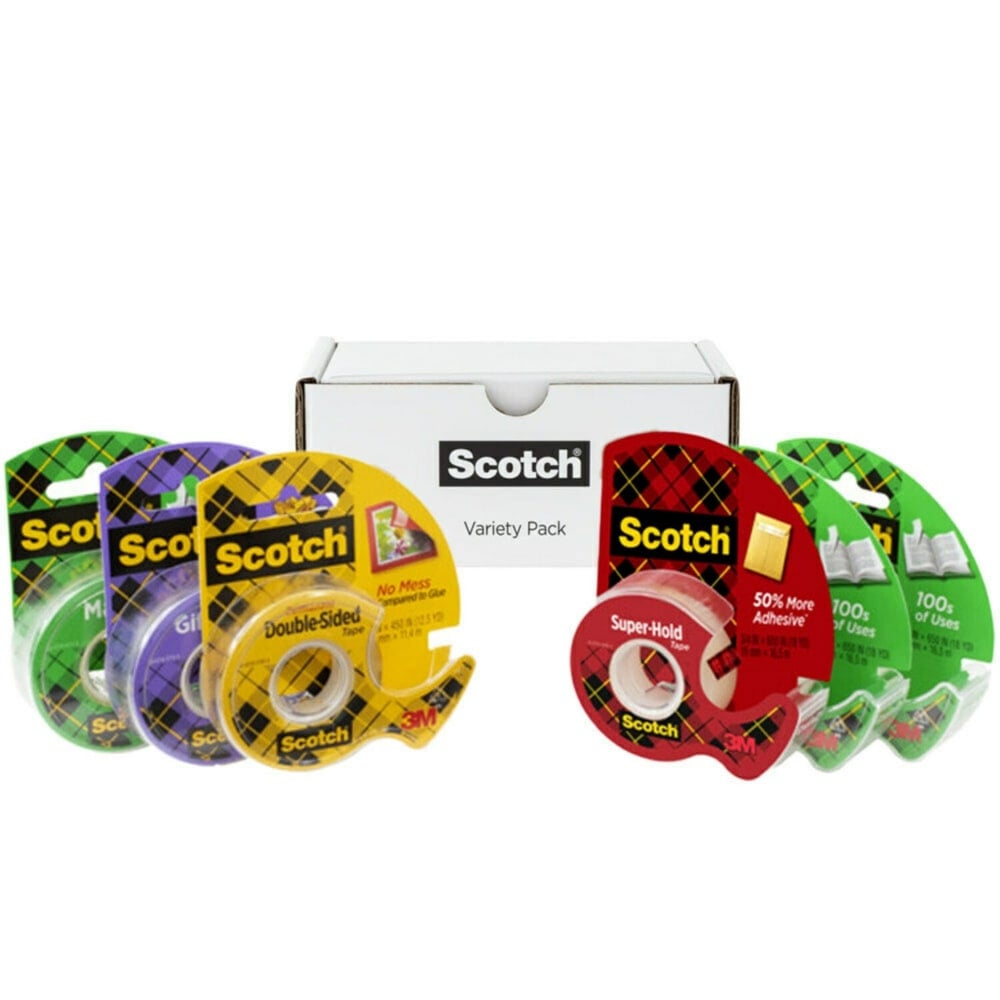 Scotch Variety Tape Pack, 6 Pack, Assorted Tapes Include Magic Tape, Double-Sided Tape, Gift-Wrap Tape and Super-Hold Tape MPN:TAPEMIX-SIOC