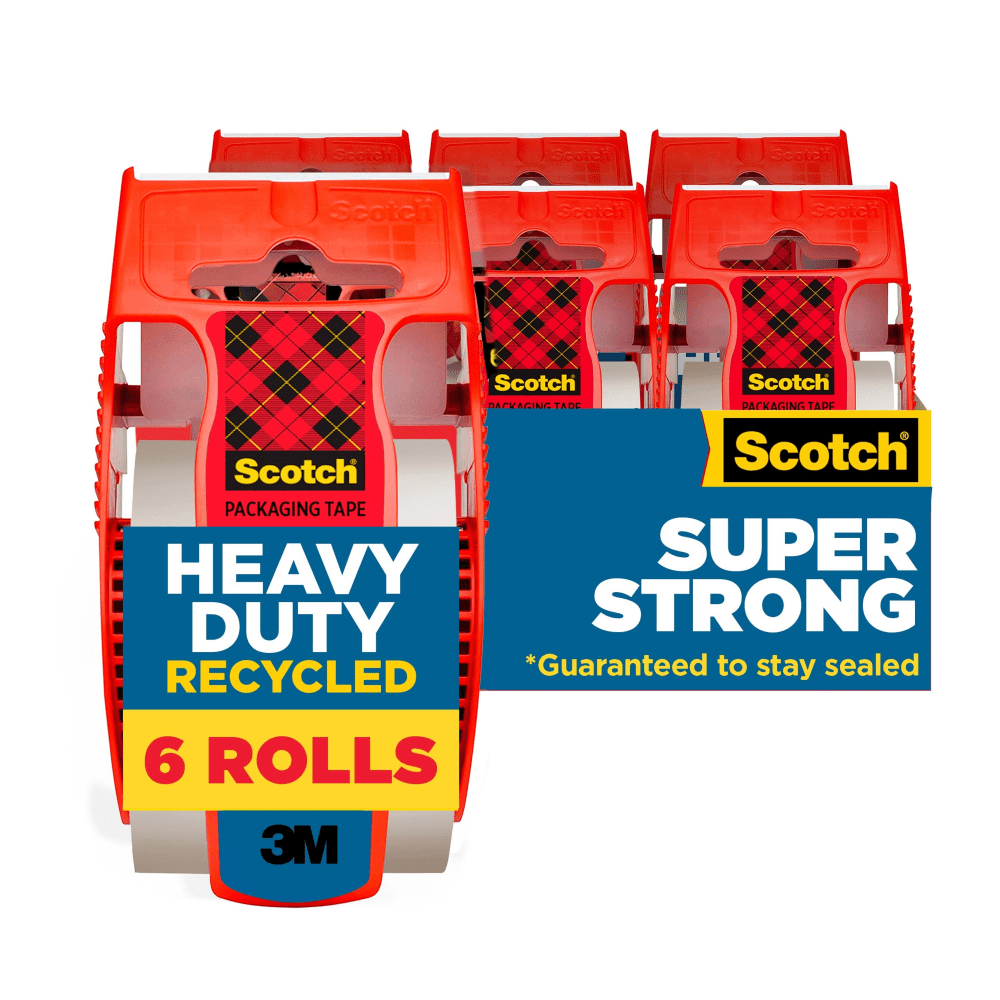 Scotch Heavy Duty Recycled Packaging Tape, 175-6, 1.88 in x 800 in, Clear, 6 PK MPN:175-6 HDR