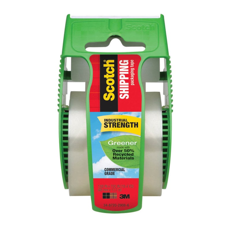 Scotch 3750 Greener Commercial Grade Packing Tape With Dispenser, 1 7/8in x 19.4 Yd., Clear MPN:175-G