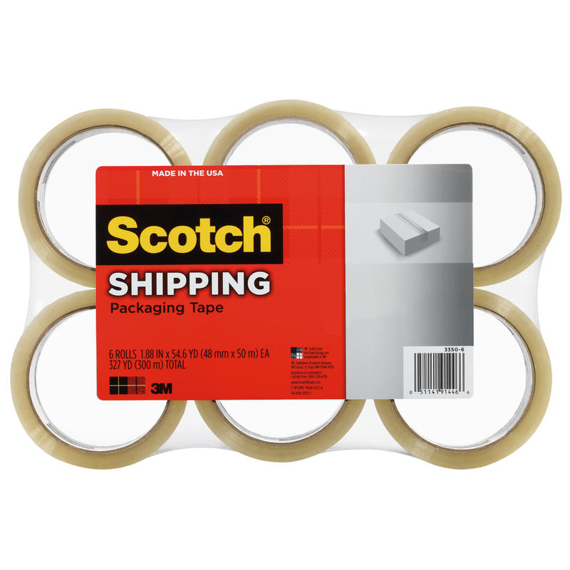 Scotch Lightweight Packaging Tape, 1-7/8in x 54.6 Yd., Clear, Pack Of 6 Rolls MPN:3350-6