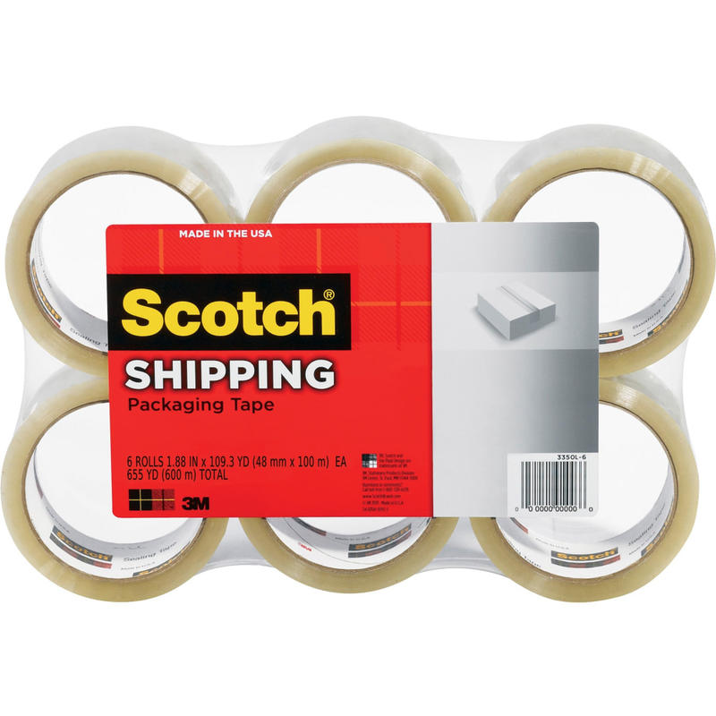 Scotch 3350 General-Purpose Shipping Tape, 3in Core, 1 7/8in x 109 Yd, Clear, Pack Of 6 MPN:3350L6
