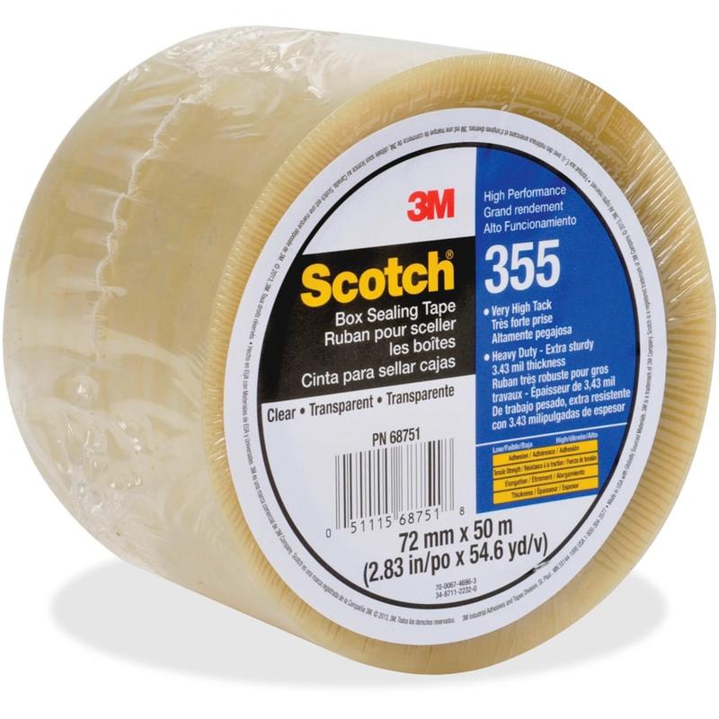 Scotch Box-Sealing Tape 355, 2.83in x 164.04ft, Clear MPN:35572X50CL