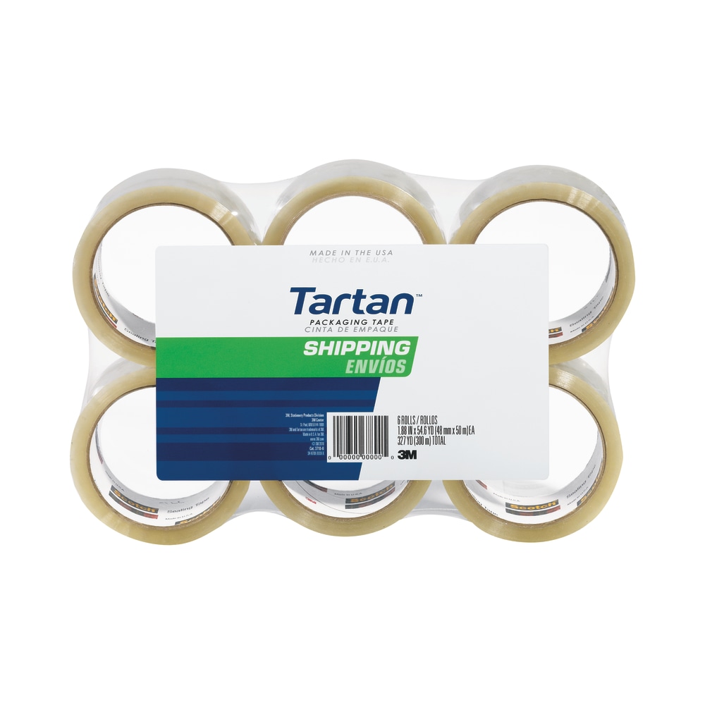 3M Tartan 3710 General Purpose Packaging Tape, 1-7/8in x 54.6 Yd., Clear, Pack Of 6 Rolls MPN:3710