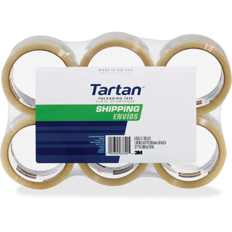 Tartan General-Purpose Packaging Tape - 54.60 yd x 1.88in- 1.9 mil Thickness - 3in Core - Rubber Resin Backing - 37102CRPK MPN:37102CRPK