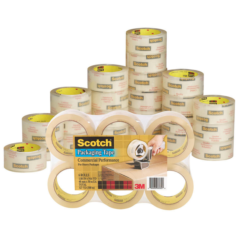 Scotch Commercial Grade Shipping Packing Tape, 48 Tape Rolls, 1 7/8 in x 54.6 yd, 3in Core, Designed - 3750CS48 MPN:3750-CS48