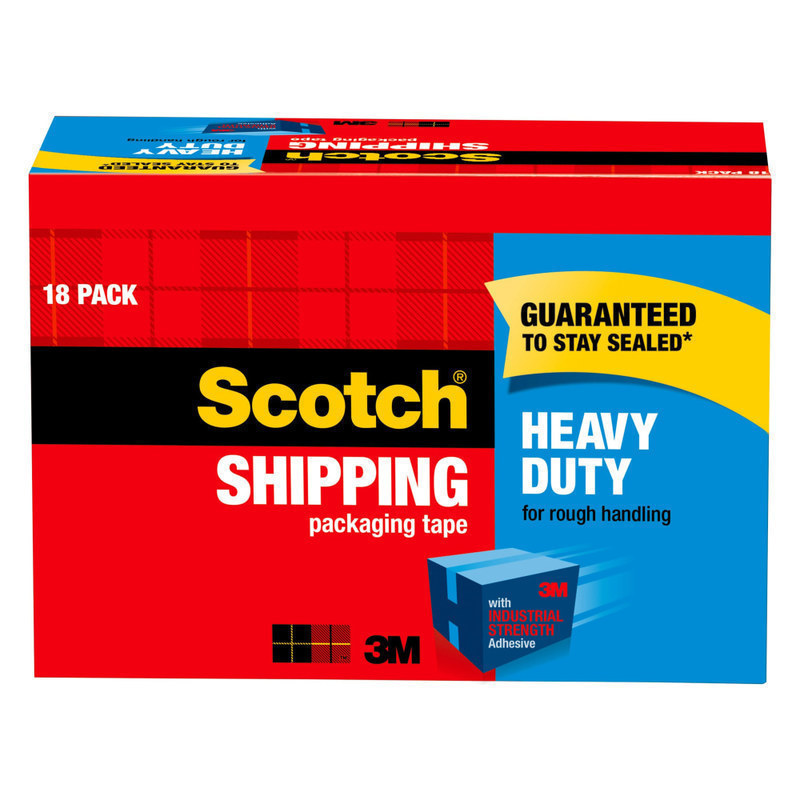 Scotch Heavy Duty Shipping Packing Tape, 18 Tape Rolls, 1 7/8 in x 54.6 yd, 1in Core, Designed - 385018CP MPN:3850-18CP
