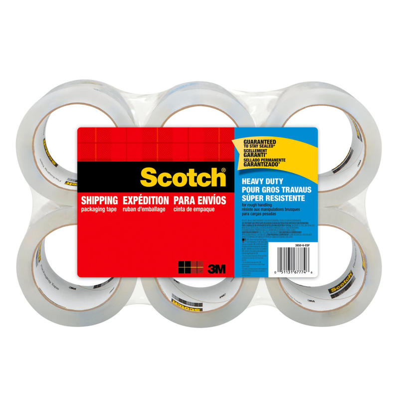 Scotch Heavy Duty Shipping Packing Tape, 6 Tape Rolls, 1 7/8 in x 43.7 yd, 3in Core, Designed - 3850406 MPN:3850-40-6
