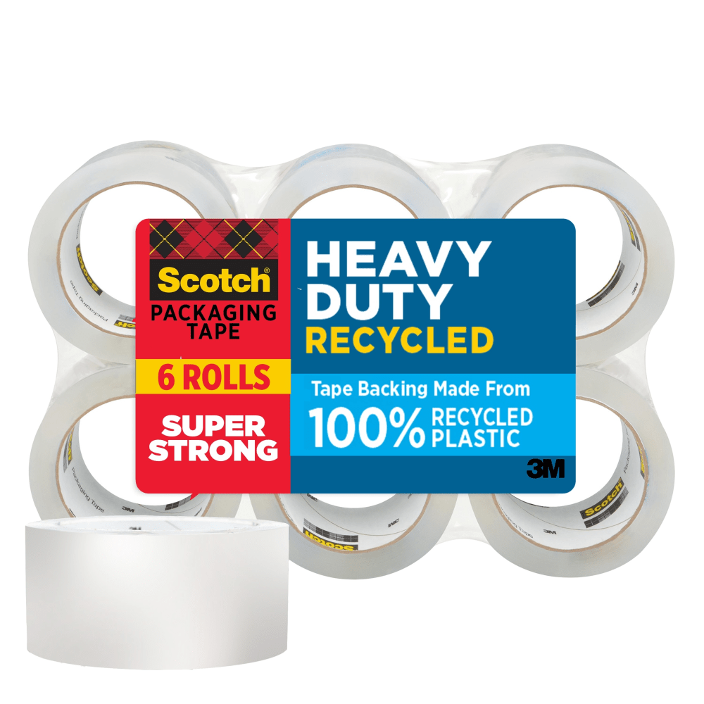 Scotch Heavy Duty Recycled Packaging Tape 7750-6, 1.88 in x 54.6 yd (48 mm x 50 m), 6 pack MPN:7750-6