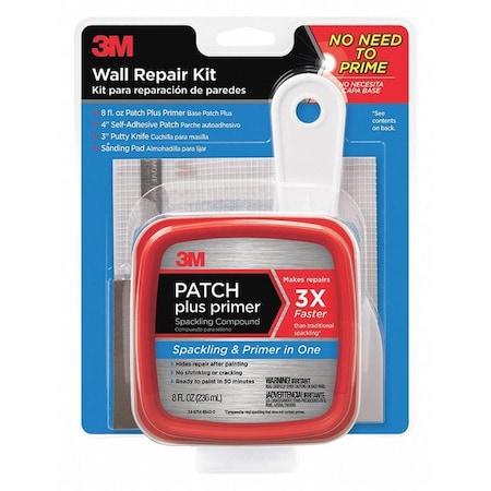 Patch Plus Prime Wall Repair Kit, 8 oz, Tub, White MPN:SHR-KIT