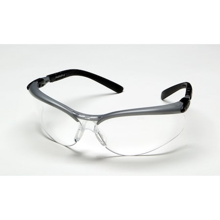 BX, Safety Glasses, Anti-Fog & Anti-Scratch, Clear Lens, Black/Silver Frame, Half-Frame, No MPN:11380-00000-20