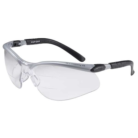 3M™ Bx™ Reader Safety Glasses, Black/Gray Wraparound Frame, 2.5 Diopter, Clear Lens MPN:11459-00000-20