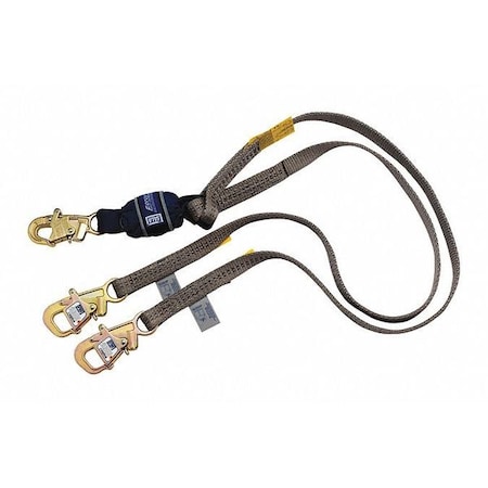 Force™2 Shock Absorbing Lanyard, 6 ft. Length, Snap Hook, Steel, 2 Leg(s) MPN:1246075