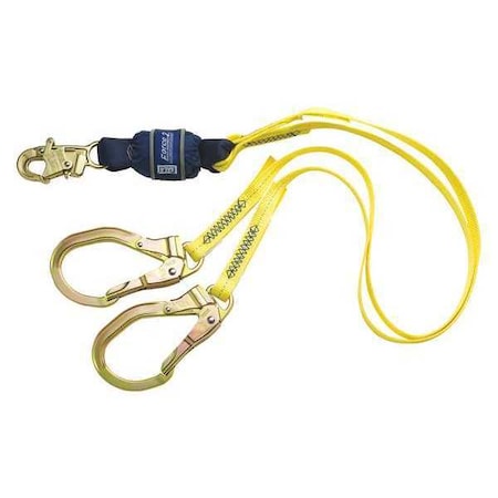 Force™2 Shock-Absorbing Lanyard, 6 ft. Length, Snap Hook, Steel, 2 Leg(s) MPN:1246159