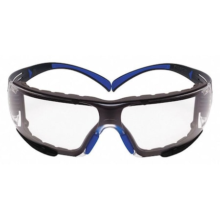 Safety Glasses, SecureFit Series, Scotchgard Anti-Fog, Indoor/Outdoor, Black/Blue Frame, Clear Lens MPN:1334247