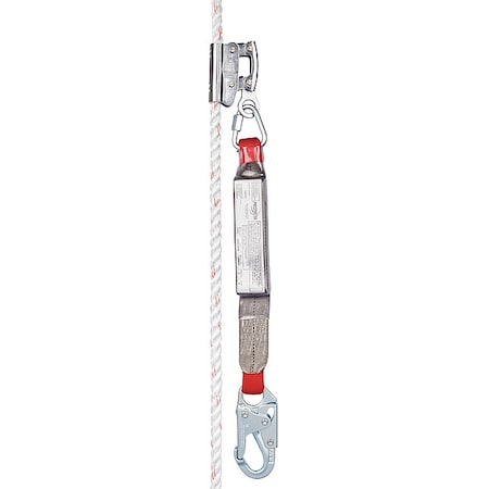 Rope Adjuster with Lanyard, Steel, 310 lb, Red, Silver, For Rope Size: 5/8 in MPN:1340005