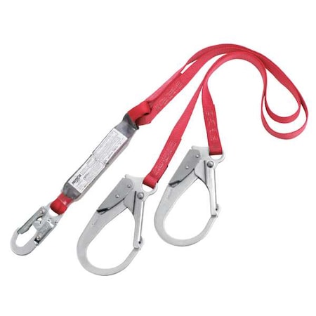 PRO™ Pack Shock Absorbing Lanyard, 6 ft. Length, Snap Hook, Steel, 2 Leg(s) MPN:1340180