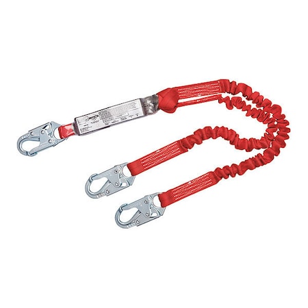 PRO™ Pack Shock Absorbing Lanyard, 6 ft. Length, Snap Hook, Steel, 2 Leg(s) MPN:1342101