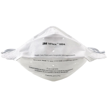 Particulate Respirator & Surgical Mask, N95, VFlex, Level 1, Flat-Fold, Metal Nose Clip, M, PK50 MPN:1804