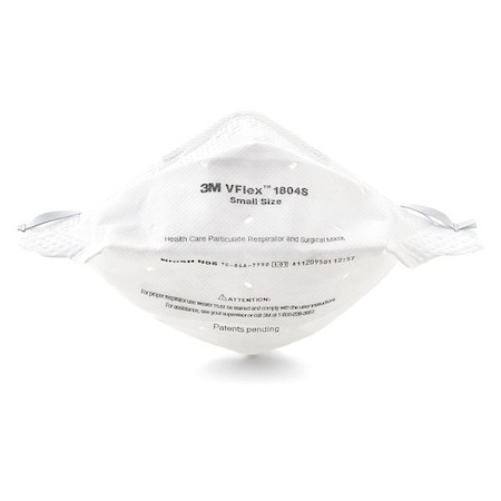 Particulate Respirator & Surgical Mask, N95, VFlex, Level 1, Flat-Fold, Metal Nose Clip, S, PK50 MPN:1804S
