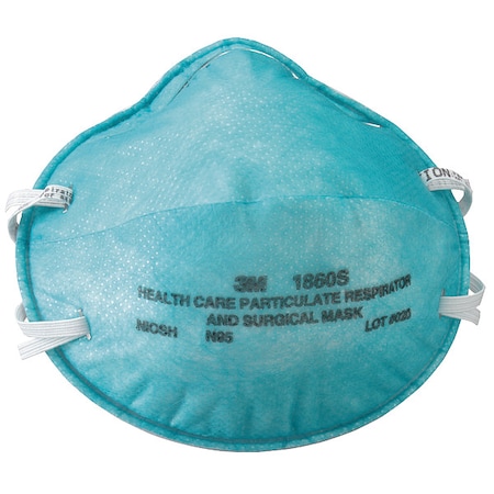 Particulate Respirator & Surgical Mask, N95, Level 2, Molded, Dual Straps, Metal Nose Clip, S, PK20 MPN:1860S