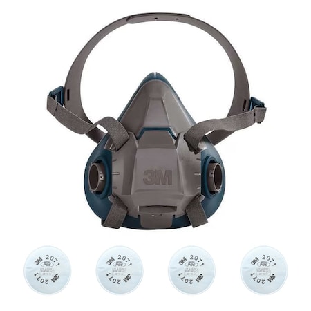Half Mask Respirator Kit: 4 Cartridges Included, 6500 Sereis, P95 Filter, Silicone, Size S MPN:29WT65-4MH55