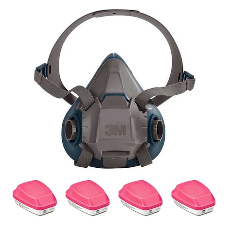 Half Mask Respirator Kit: 4 Cartridges Included, Acid Gas (AG), P100 Combo Cartridge, Size L MPN:29WT67-4JG11