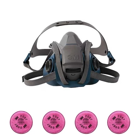 Half Mask Respirator Kit: 4 Cartridges Included, Nuisance Organic Vapor, P100 Filter, Size M MPN:29WT69-4JG29