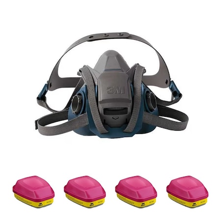 Half Mask Respirator Kit: 4 Combo Cartridges Included, Acid Gas/Organic Vapor/P100, Size L MPN:29WT70-3WZC1