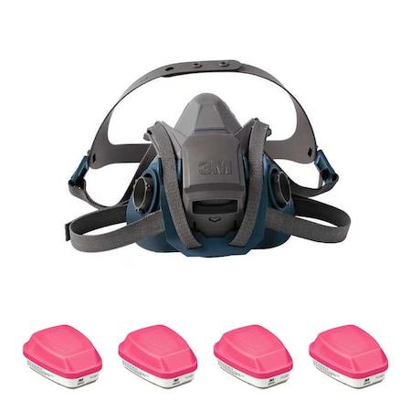 Half Mask Respirator Kit: 4 Cartridges Included, Rugged Comfort Quick Latch, (AG); P100, Size L MPN:29WT70-4JG11
