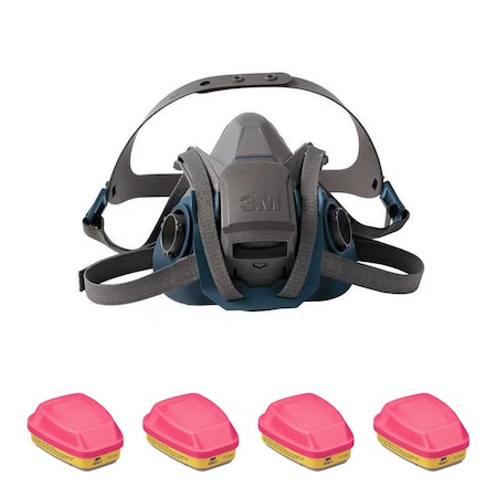 Half Mask Respirator Kit: 4 Cartridges Included, Rugged Comfort Quick Latch, (AG) (OV);P100, Size L MPN:29WT70-4JG12