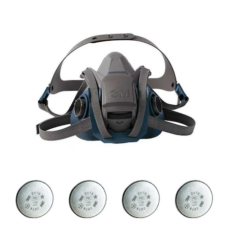 Half Mask Respirator Kit: 4 Cartridges Included, Rugged Comfort Quick Latch, P100, Bayonet, Size L MPN:29WT70-4JG27