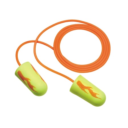Disposable Corded Ear Plugs, Bullet Shape, 33 dB, Orange/Yellow, 200PK MPN:311-1252