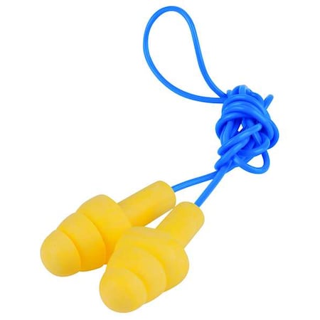 UltraFit Reusable Corded Earplugs, Flanged Shape, 25 dB NRR, Push-In, Med, Yellow/Blue, 1 Pair MPN:340-4004