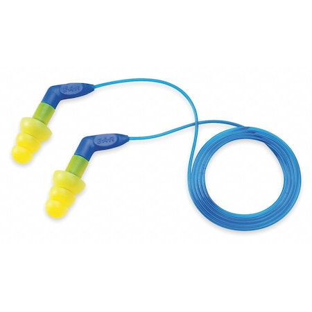 E-A-R UltraFit Reusable Corded Ear Plugs, Flanged Shape, NRR 27 dB, Blue/Yellow, 100PK MPN:340-8002